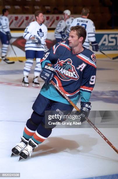Kirk Muller of the New York Islanders skates against the Toronto Maple Leafs during NHL game action on October 10, 1995 at Maple Leaf Gardens in...