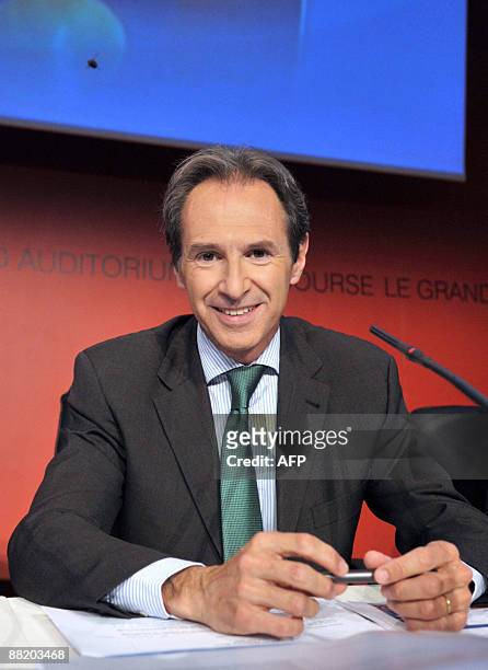 French steel tube specialist Vallourec's Chairman of the Management Board Philippe Crouzet delivers a speech on June 4, 2009 in Paris during a...
