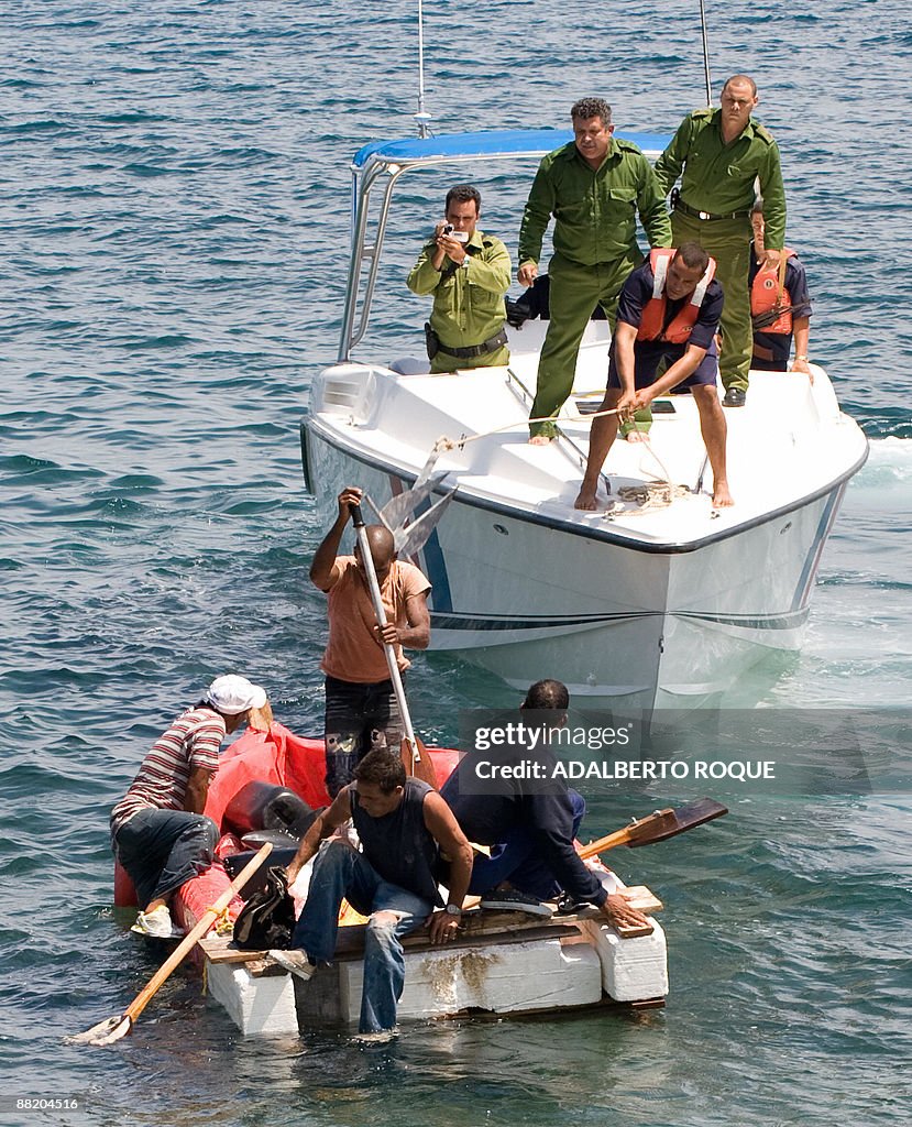 Would-be Cuban emigres in a homemade boa