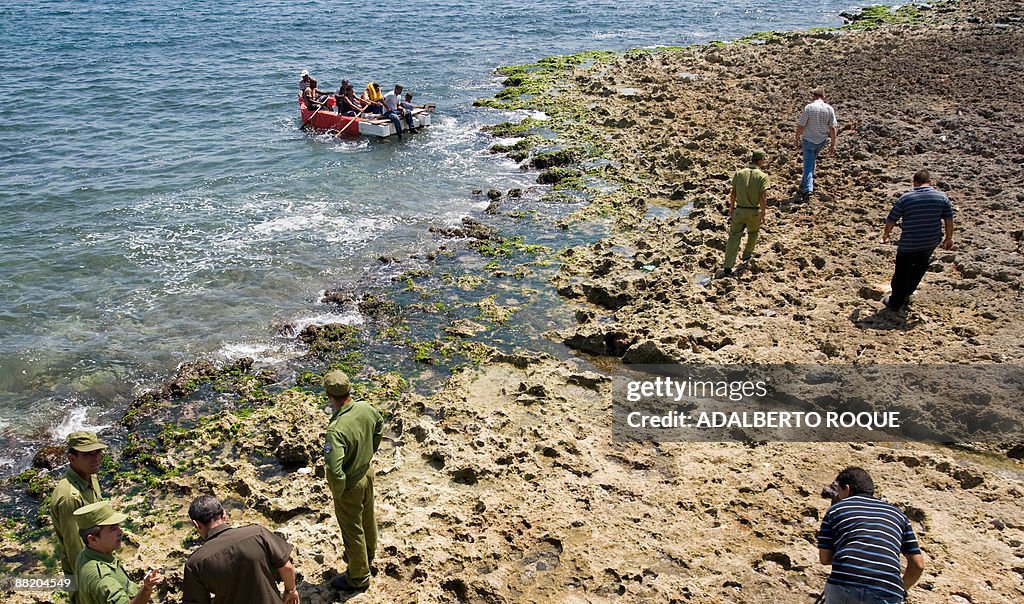 Would-be Cuban emigres in a homemade boa