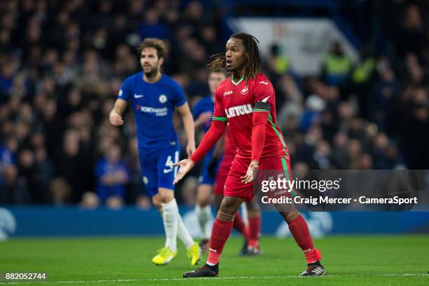 Swansea City's Renato Sanches during the Premier League match between Chelsea and Swansea City at Stamford Bridge on November 29, 2017 in London,...