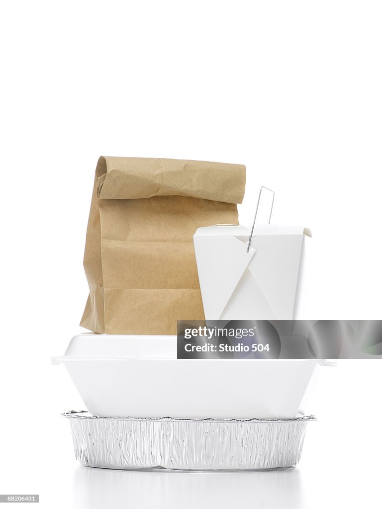 Stacked take-out containers