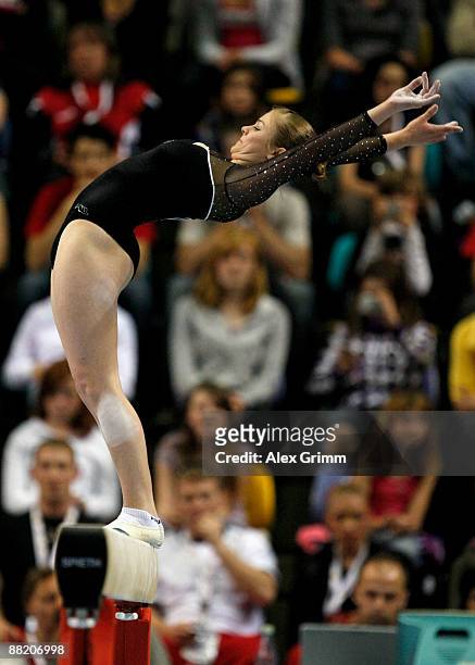 German gymnast Dorothee Henzler overbalances on the balance beam at the German individual championship during the German Gymnastics Festival at the...