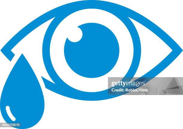 stockillustraties, clipart, cartoons en iconen met blue eye met scheur pictogram - nat