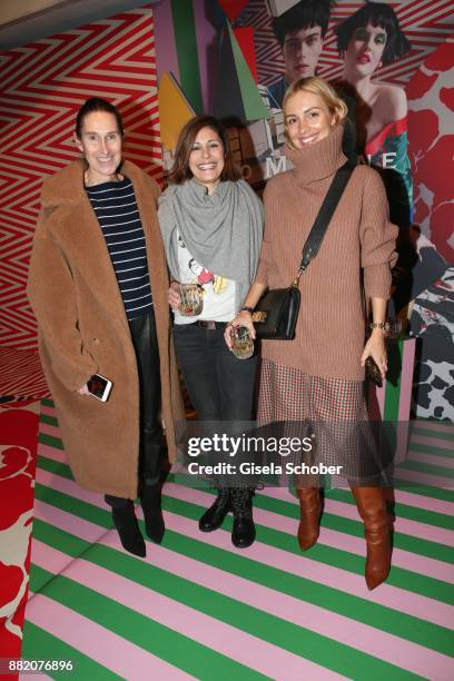 Annette Weber, Funda Vanroy and Blogger Viktoria Rader during the Jo Malone London 'Crazy Colourful Christmas' event at Goldberg Studios on November...