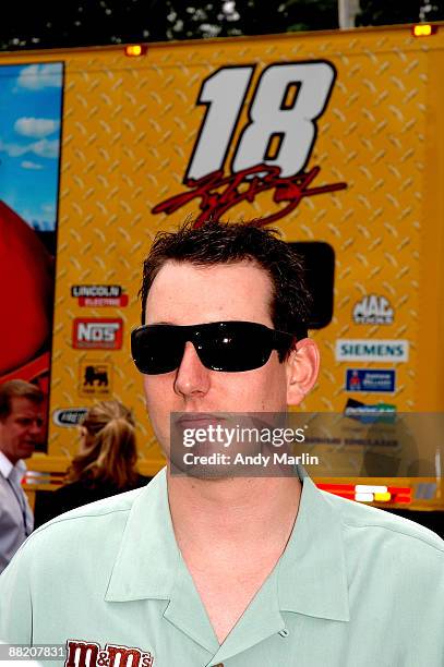 Driver Kyle Busch poses for a photo during Mars Employee Appreciation Day at Mars Headquarters on June 4, 2009 in Hackettstown, New Jersey.