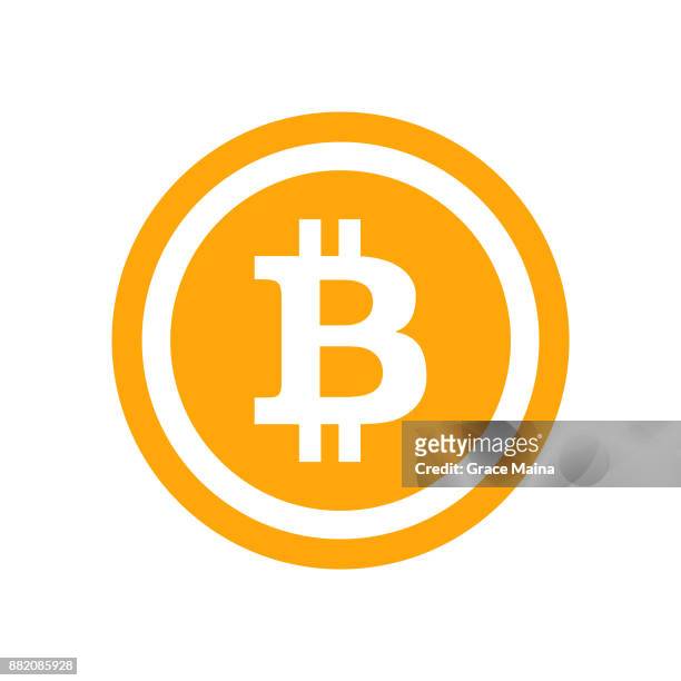 blockchain bitcoin icon symbol - vector - bitcoin stock illustrations