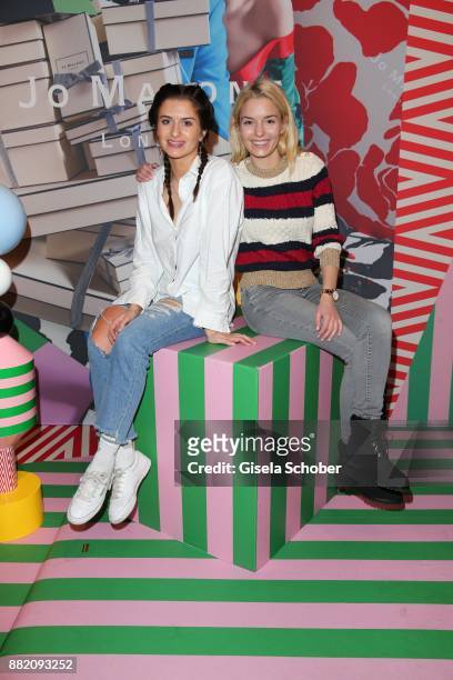 Delia Fischer, CEO Westwing and her sister Jana Fischer during the Jo Malone London 'Crazy Colourful Christmas' event at Goldberg Studios on November...
