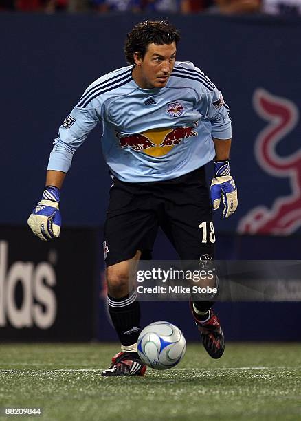 Jon Conway of the New York Red Bulls plays the ball against the Colorado Rapids at Giants Stadium in the Meadowlands on May 30, 2009 in East...