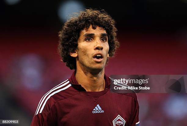 Mehdi Ballouchy of the Colorado Rapids plays the ball against the New York Red Bulls at Giants Stadium in the Meadowlands on May 30, 2009 in East...