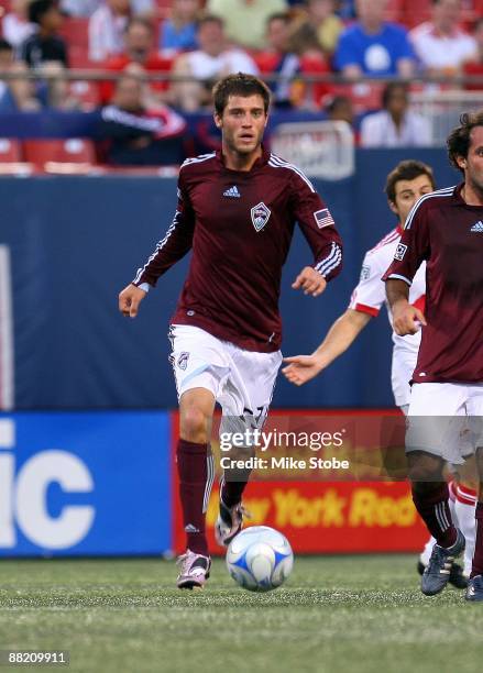 Colin Clark of the Colorado Rapids plays the ball against the New York Red Bulls at Giants Stadium in the Meadowlands on May 30, 2009 in East...