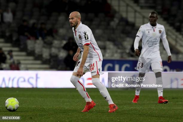 Christophe Jallet of Nice in action during the Ligue 1 match between Toulouse and OGC Nice at Stadium Municipal on November 29, 2017 in Toulouse.