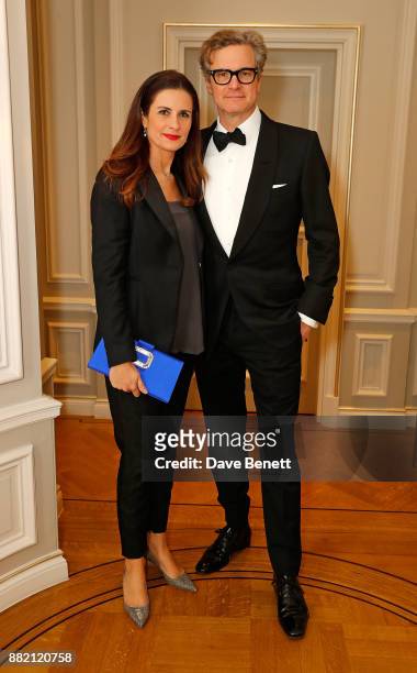 Livia Firth and Colin Firth attend the mothers2mothers Winter Fundraiser, hosted by Salma Hayek Pinault and Francois-Henri Pinault. The dinner is in...