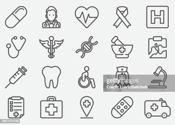 medizinische linie icons - zahn stock-grafiken, -clipart, -cartoons und -symbole
