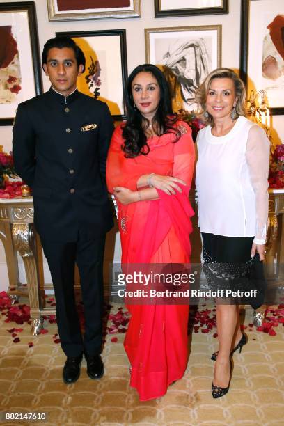 The Maharaja Sawai Padmanabh Singh of Jaipur, his mother HRH Princess Diya Kumari of Jaipur and Director of Communication at Plaza Athenee Hotel,...