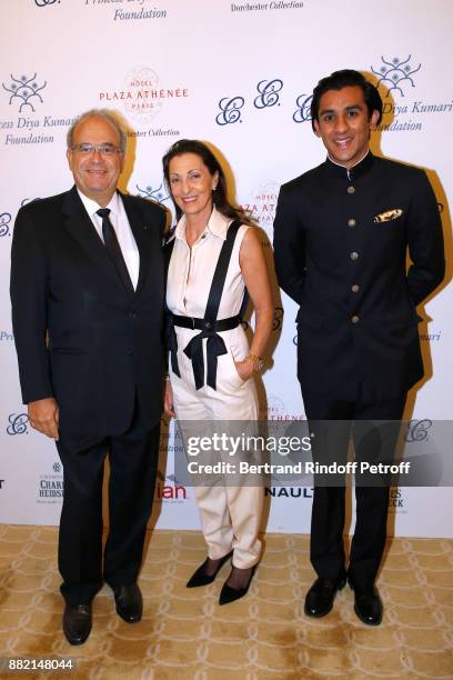 Professor David Khayat, his wife Jocelyne and HRH the Maharaja Sawai Padmanabh Singh of jaipur attend the Charity Gala to Benefit the "Princess Diya...