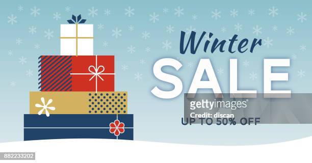 winter sale banner - christmas shopping stock illustrations