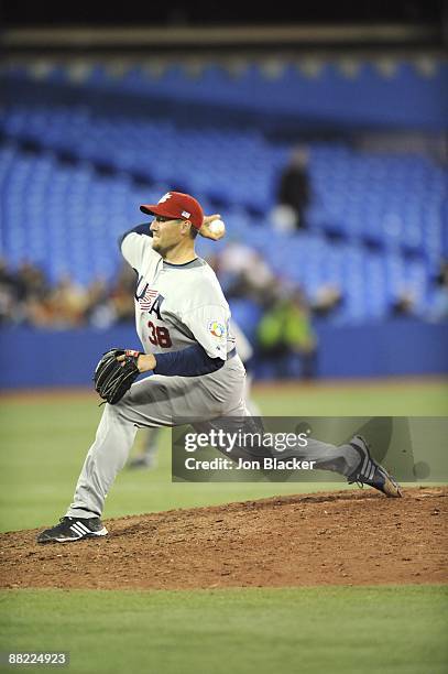 Joel Hanrahan of Team USA pitches during the Pool C, game three between Venezuela and USA during the first round of the 2009 World Baseball Classic...