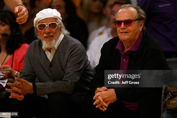 Music producer Lou Adler and actor Jack Nicholson attend Game One of the 2009 NBA Finals between the Los Angeles Lakers and the Orlando Magic in at...