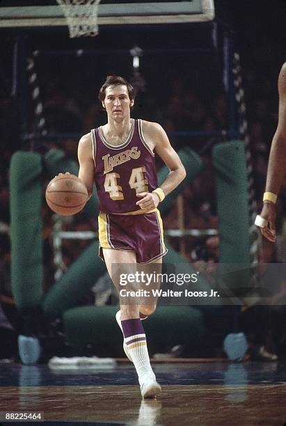 Playoffs: Los Angeles Lakers Jerry West in action vs Milwaukee Bucks. Game 4. Milwaukee, WI 4/16/1972 CREDIT: Walter Iooss Jr.