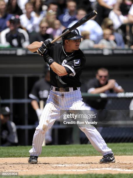 Gordon Beckham of the Chicago White Sox bats for the first time in the Major Leagues in the second inning against the Oakland Athletics at U.S....