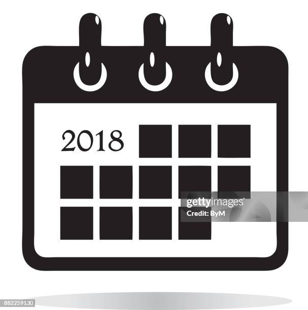 kalender-2018-symbol - floral calendar 2018 stock-grafiken, -clipart, -cartoons und -symbole