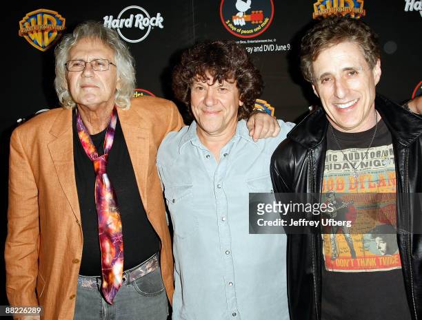 Festival Producers Artie Kornfeld, Michael Lang and Joel Rosenman attend the "Woodstock 40th Anniversary" Blu-Ray release party at the Hard Rock Cafe...