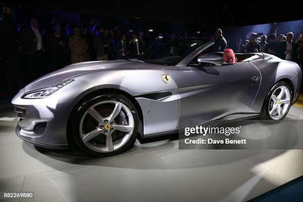 Ferrari Portofino at the UK launch of the Ferrari Portofino at Kensington Olympia on November 29, 2017 in London, England.