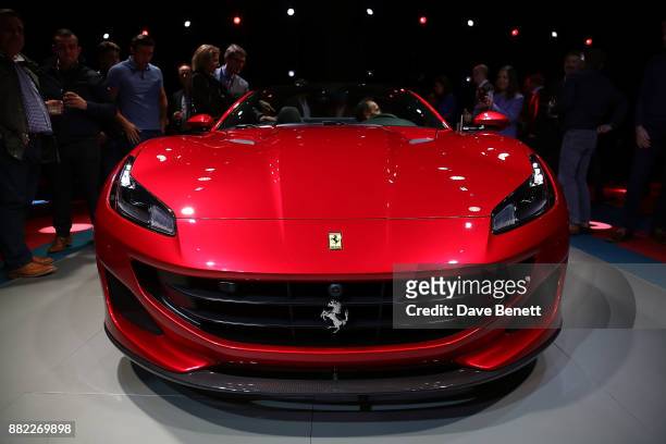 Ferrari Portofino at the UK launch of the Ferrari Portofino at Kensington Olympia on November 29, 2017 in London, England.