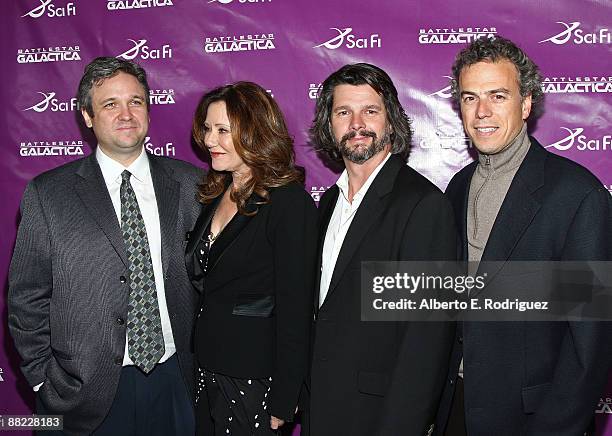 Executive producer David Eick, actress Mary McDonnell, creator/writer Ronald D. Moore and SciFi channel's Mark Stern arrive at the L.A. Times'...