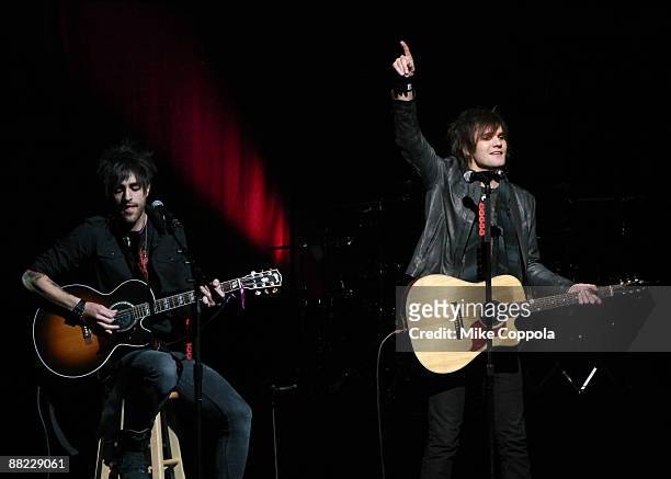 Musicians Paul DiGiovanni and Martin Johnson of Boys Like Girls perform at the 6th Annual Do Something Awards at The Apollo Theater on June 4, 2009...