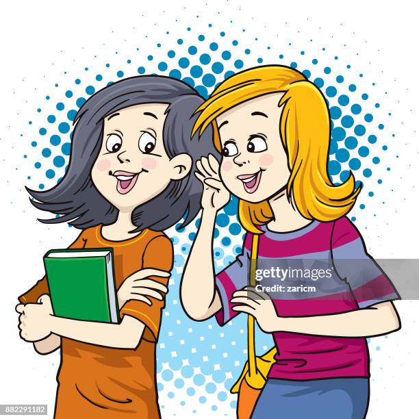 whispering girl - whispering ear stock illustrations