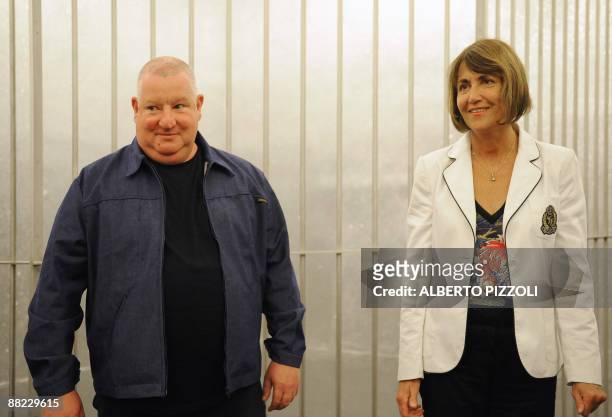 French Culture minister Christine Albanel is guided by artist Claude Leveque during a visit in his installation "Le grand soir" at the French...