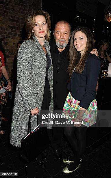 Nicola Hall, Sir Peter Hall and Emma Hall attend the first night after party of Tom Stoppard's play Arcadia, at Jewel in Covent Garden on June 4,...