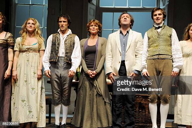 Lucy Griffiths, Ed Stoppard, Samantha Bond, Neil Pearson and Dan Stevens on stage during the first night of Tom Stoppard's play Arcadia at the Duke...