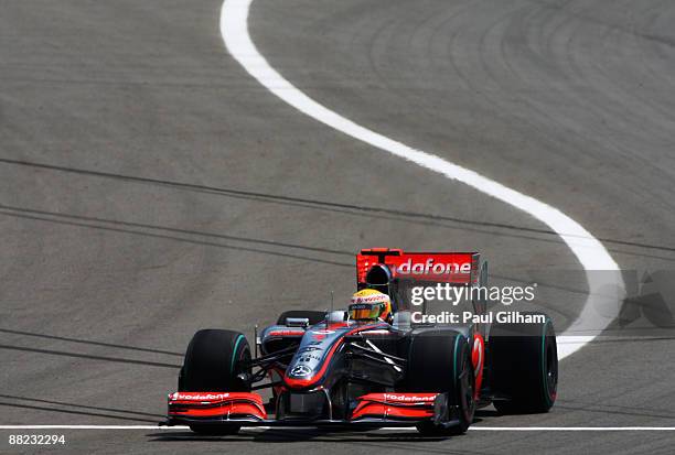 Lewis Hamilton of Great Britain and McLaren Mercedes loses control of his car during practice for the Turkish Formula One Grand Prix at Istanbul Park...