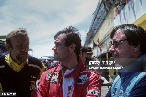 Patrick Tambay, Leo Mehl, Grand Prix of South Africa, Kyalami, 15 October 1983. Patrick Tambay with his race engineer and Leo Mehl, Goodyear Racing...