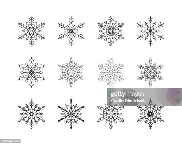 set of vector snowflakes - snowflake icon stock illustrations