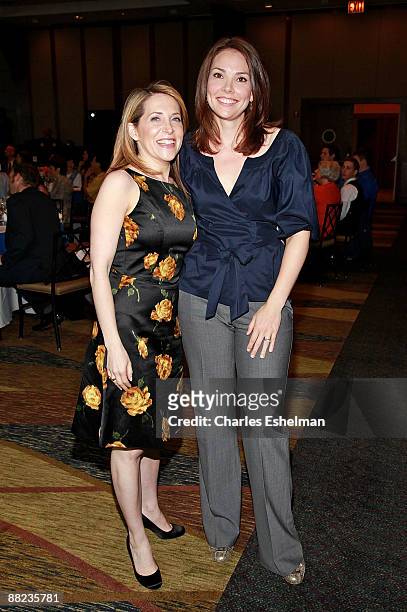 Political correspondent, Jessica Yellin and TV news anchor, Erica Hill attend the LEAGUE's 2009 National Awards and recognition event at Pier Sixty...