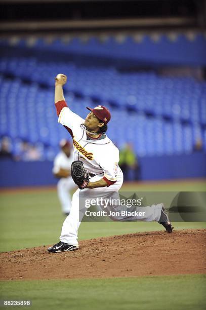 Ramon Ramirez of Team Venezuela pitches during the Pool C, game five between Venezuela and Italy during the first round of the 2009 World Baseball...