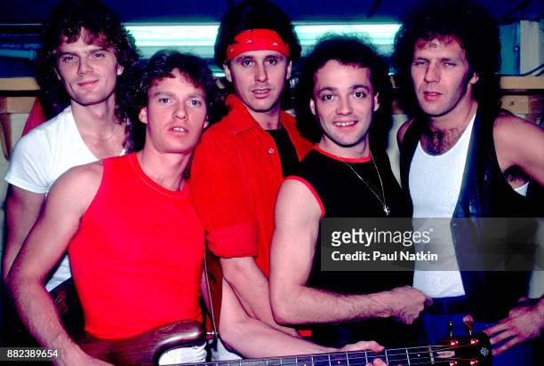 Portrait of the band Loverboy at the International Ampitheater in Chicago, Illinois, November 27, 1981. Left to right, Doug Johnson, Scott Smith,...