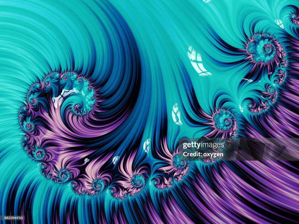 Blue and Violet Spiral Abstract Fractal pattern