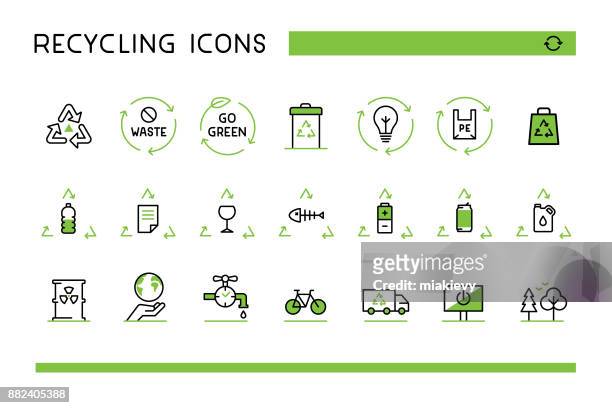 recycling icons - recycling symbol stock illustrations