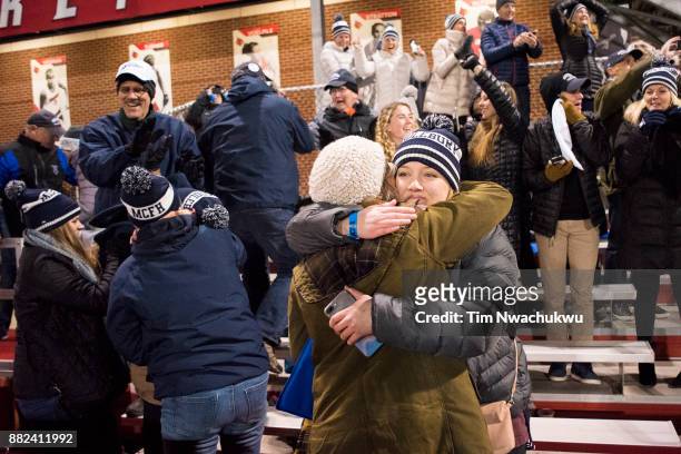 Middlebury College fans celebrate after the Panthers won the Division III Women's Field Hockey Championship held at Trager Stadium on November 19,...