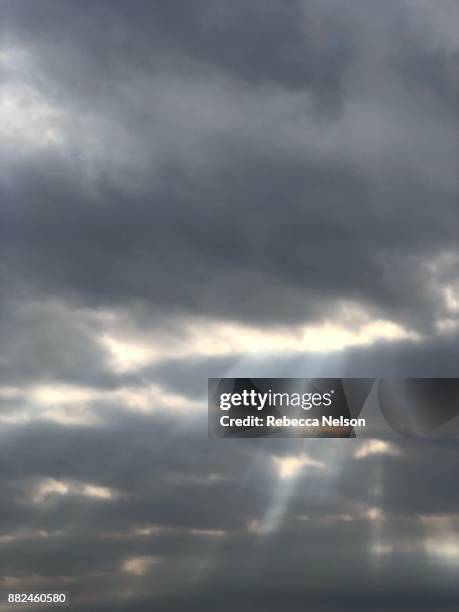sunlight streaming through gray clouds - 高層雲 個照片及圖片檔
