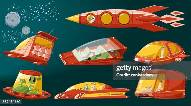 spaceship set (vector) - video crew stock illustrations