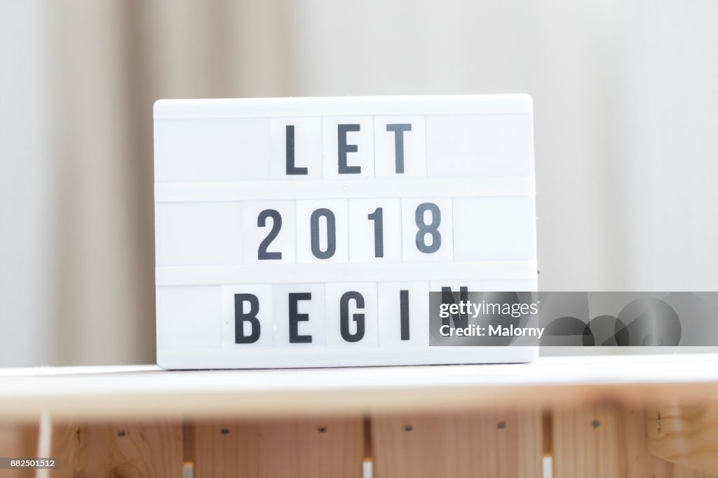 Let 2018 begin: Happy New Year Sign.