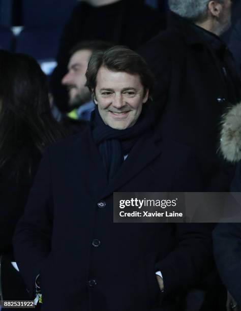 French politician Francois Baroin attends the Ligue 1 match between Paris Saint-Germain and Troyes Estac at Parc des Princes on November 29, 2017 in...