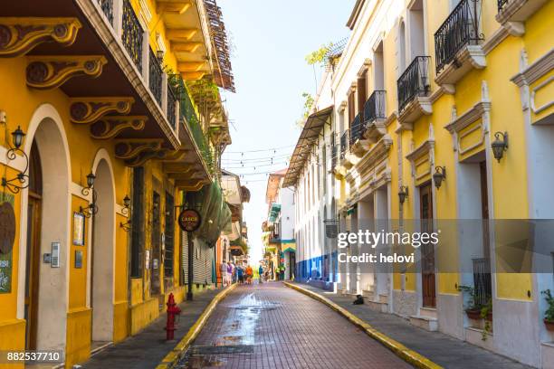 casco viejo street in an old part of panama city - panama city stock pictures, royalty-free photos & images