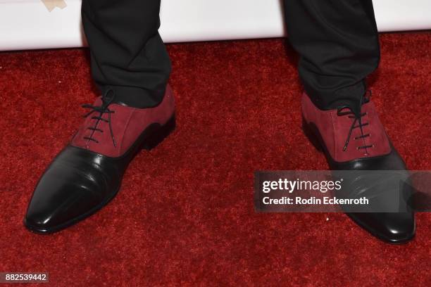 Actor Aidan J. Alexander, shoe detail, attends the premiere of The Orchard and Fine Brothers Entertainment's "F*&% The Prom" at ArcLight Hollywood on...